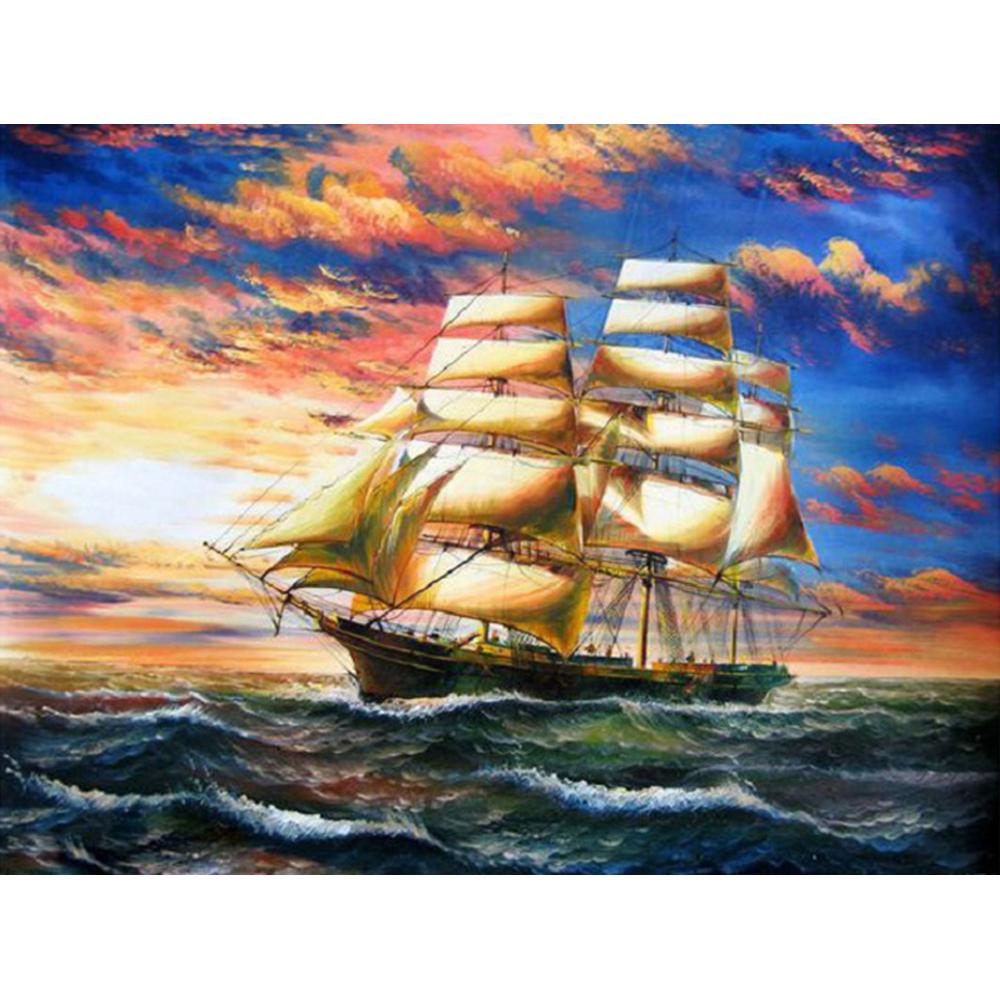 Алмазная картина, вышивка крестиком, пейзаж, полная дрель, Алмазная вышивка, пейзаж, корабль, ручное хобби, хобби