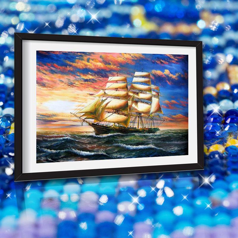 Алмазная картина, вышивка крестиком, пейзаж, полная дрель, Алмазная вышивка, пейзаж, корабль, ручное хобби, хобби